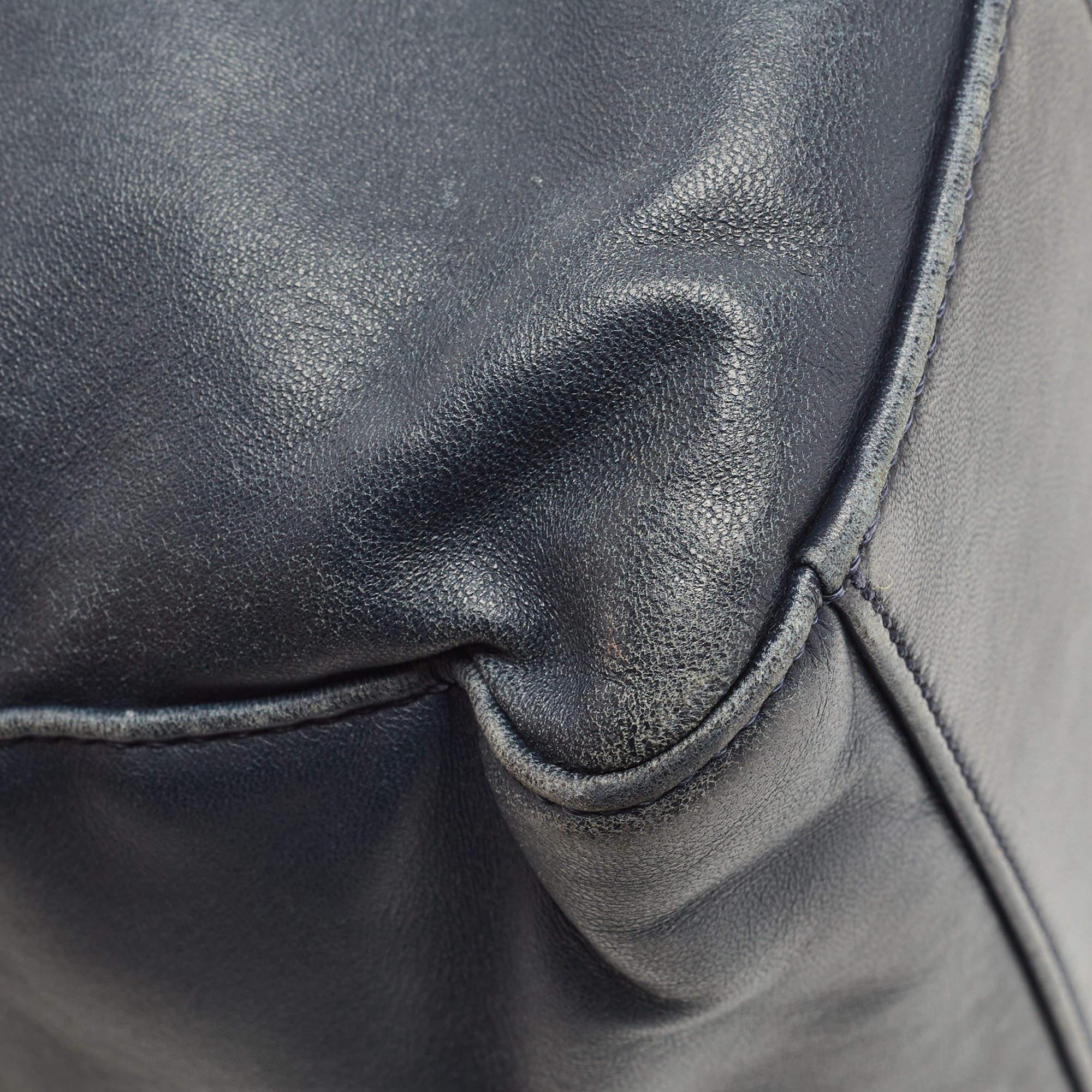 Fendi Navy Blue Leather Mini Peekaboo Top Handle Bag 12
