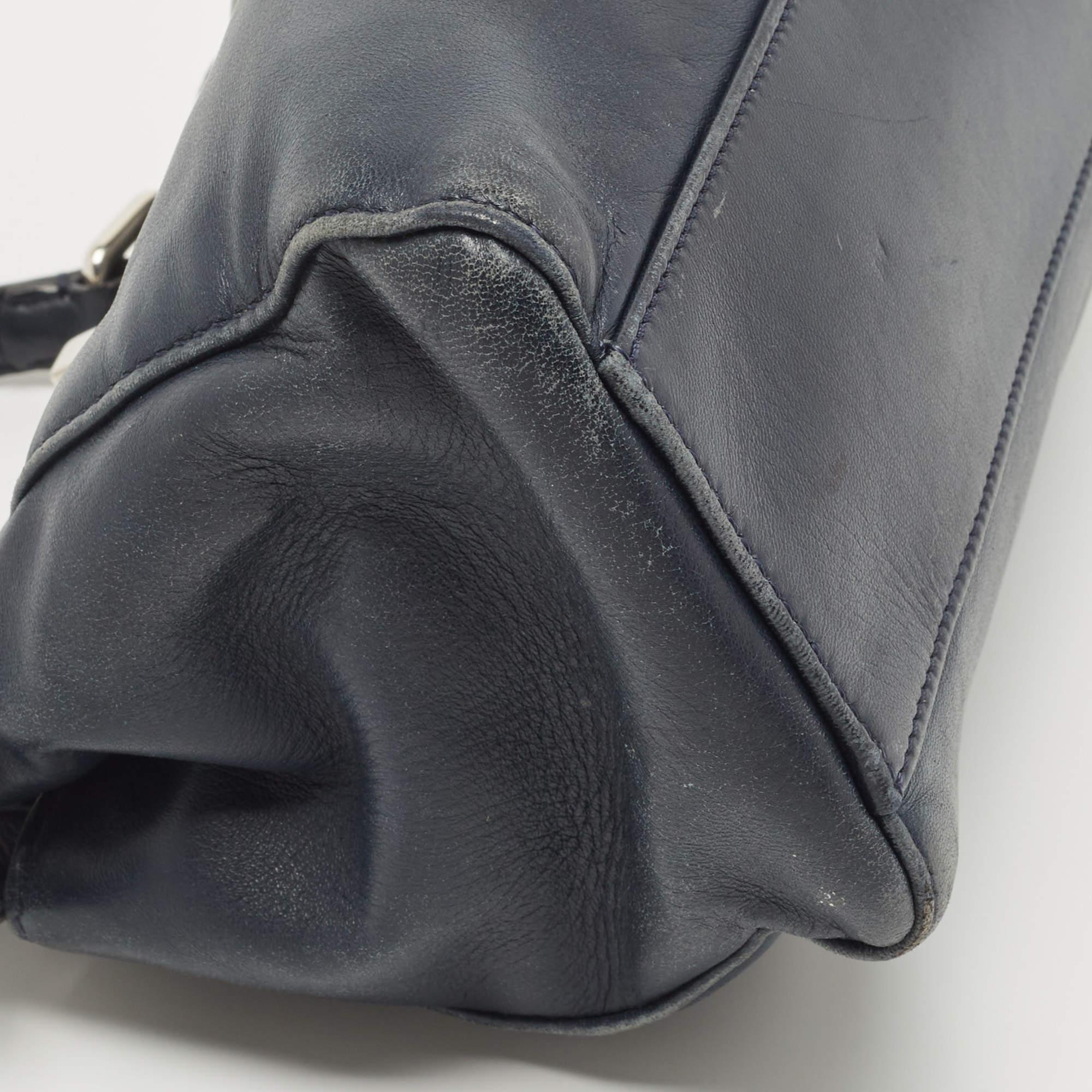 Fendi Navy Blue Leather Mini Peekaboo Top Handle Bag 13