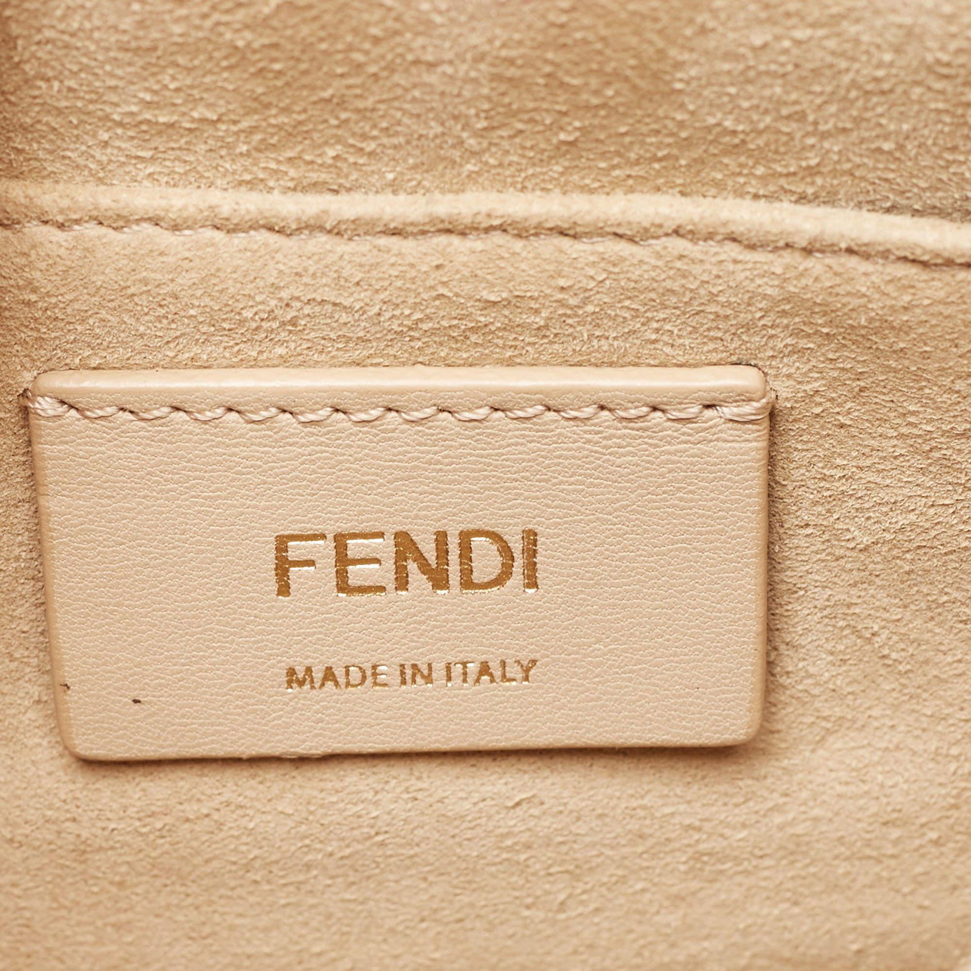 Fendi Navy Blue Leather Mini Scalloped Kan I Shoulder Bag For Sale 5