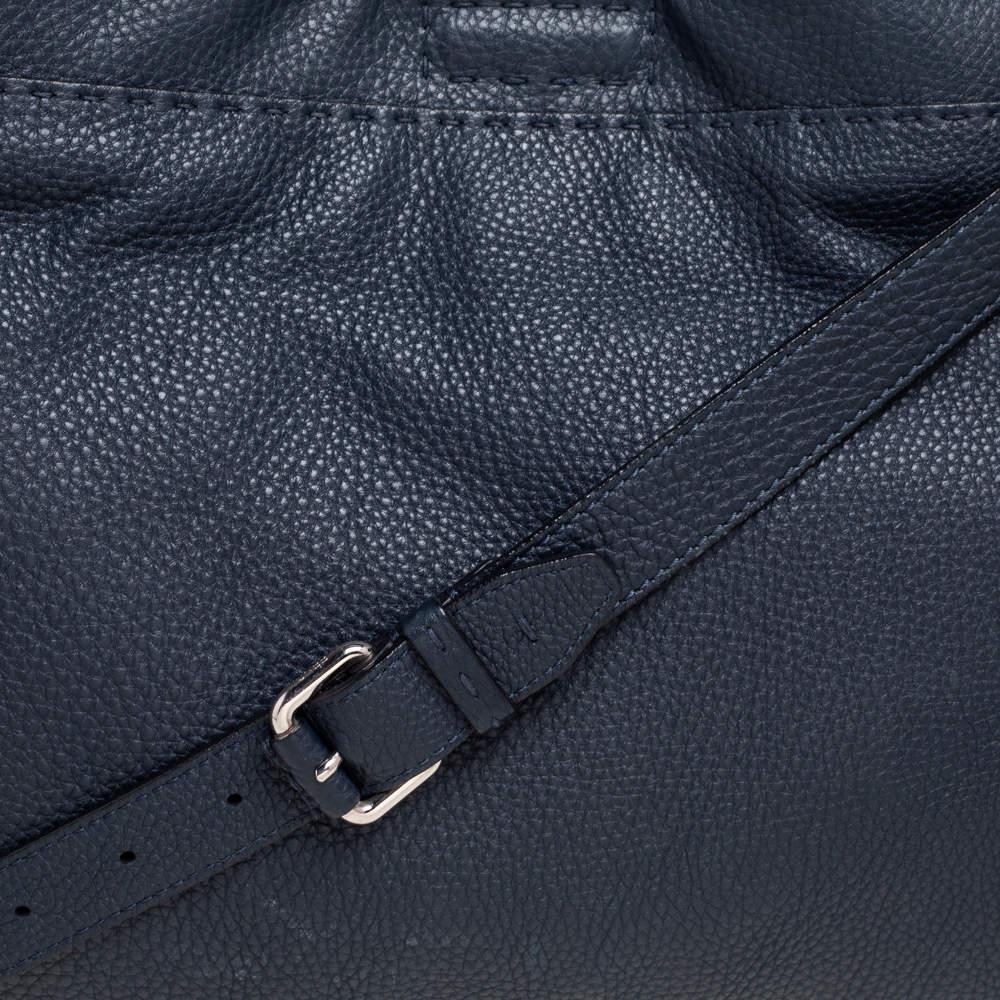 Fendi Navy Blue Leather Selleria Peekaboo Top Handle Bag 4