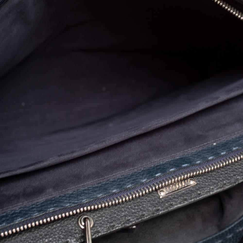 Fendi Navy Blue Leather Selleria Peekaboo Top Handle Bag 5