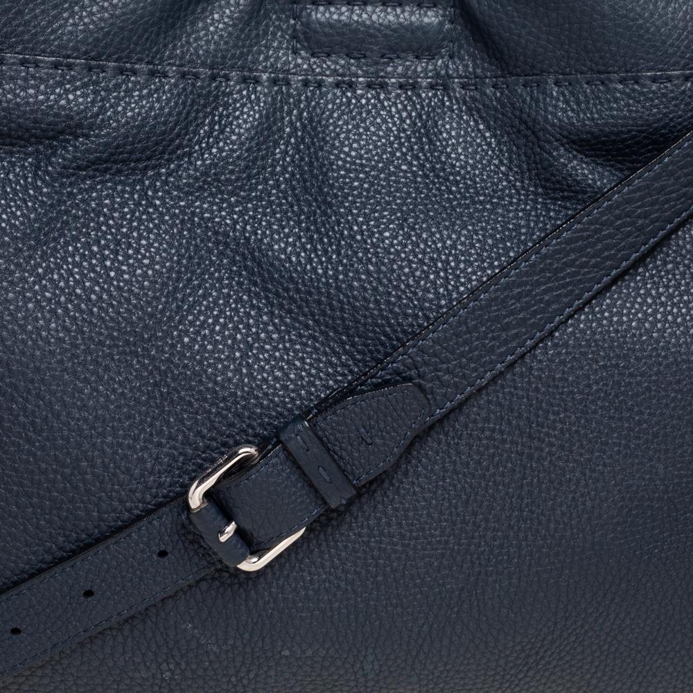 Fendi Navy Blue Leather Selleria Peekaboo Top Handle Bag 6
