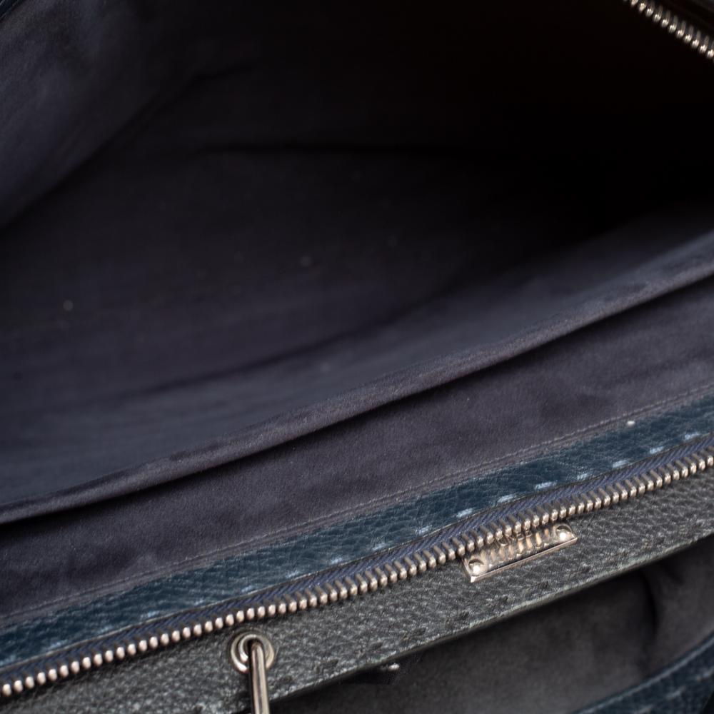 Fendi Navy Blue Leather Selleria Peekaboo Top Handle Bag 7