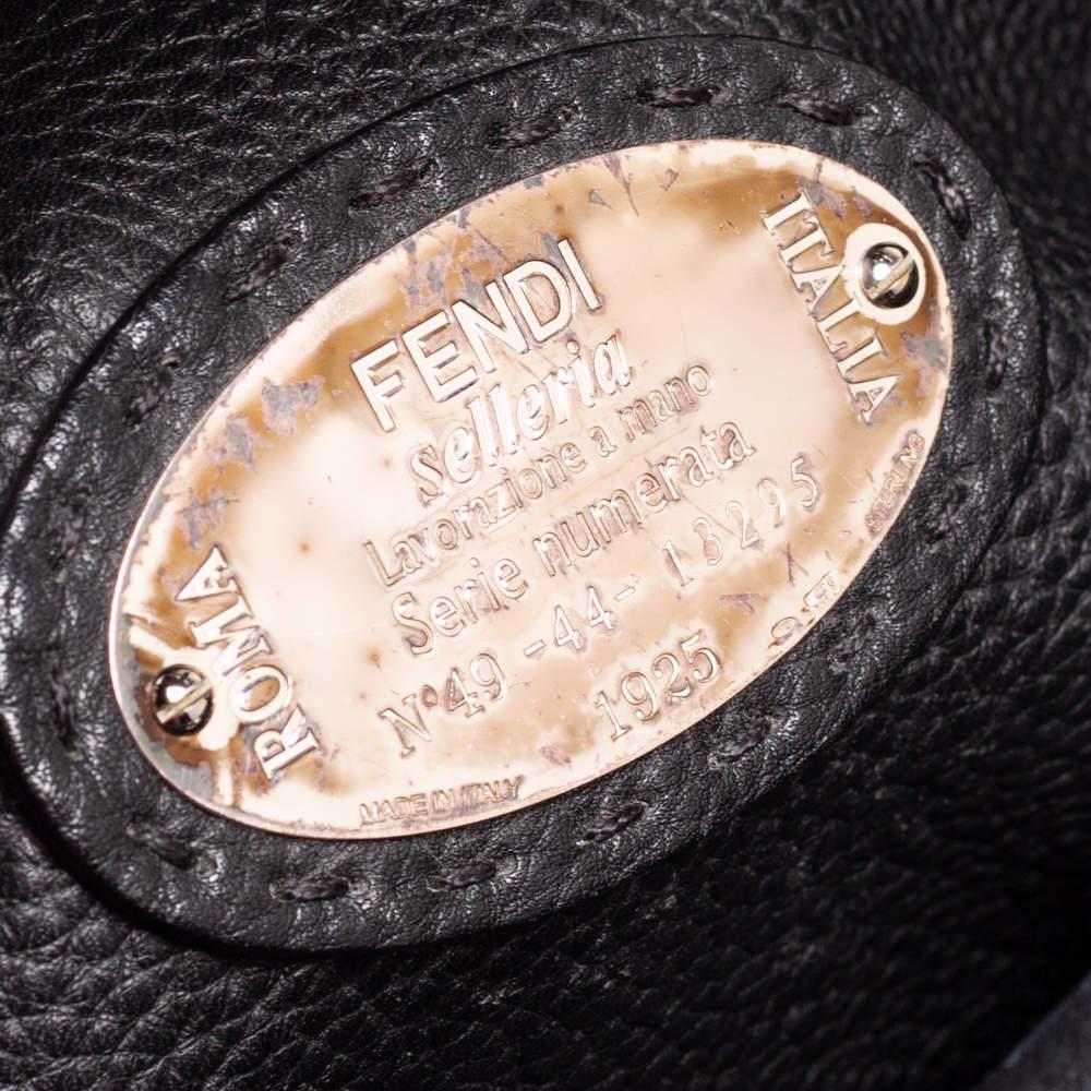Fendi Navy Blue Leather Selleria Peekaboo Top Handle Bag 7
