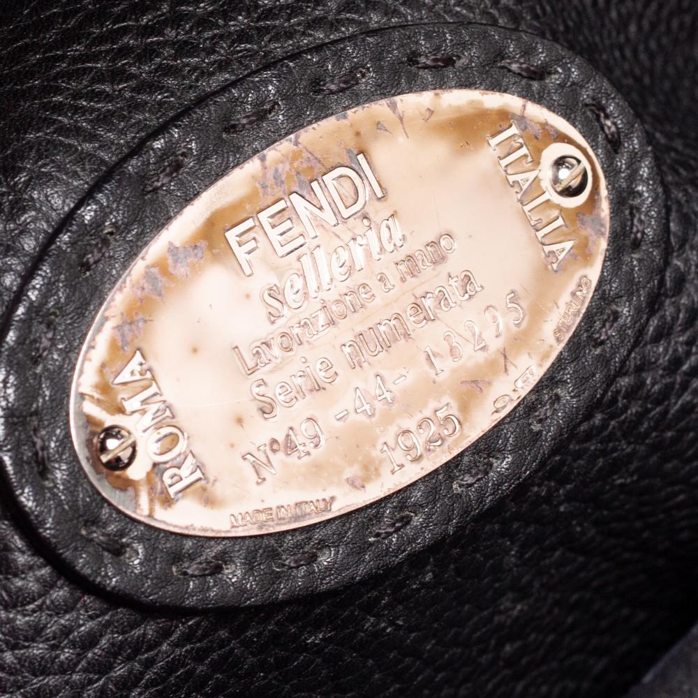 Fendi Navy Blue Leather Selleria Peekaboo Top Handle Bag 9
