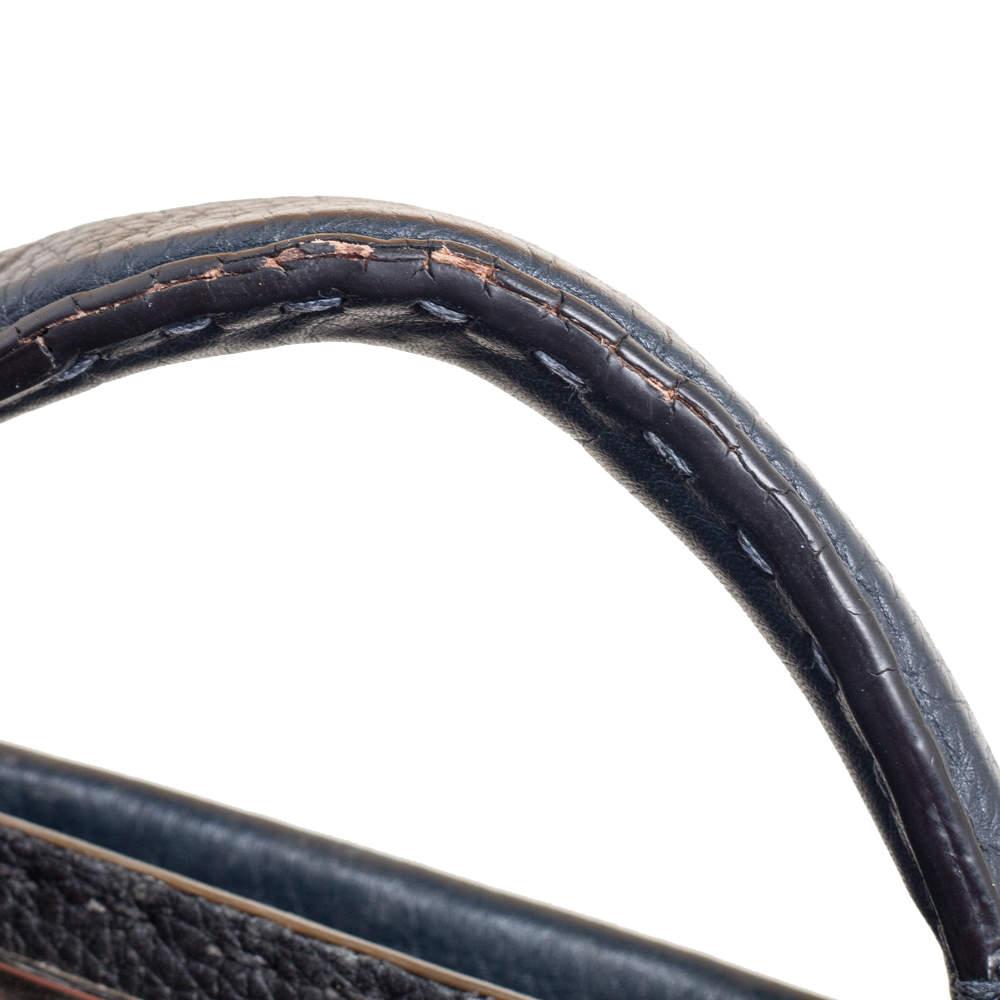 Fendi Navy Blue Leather Selleria Peekaboo Top Handle Bag 10
