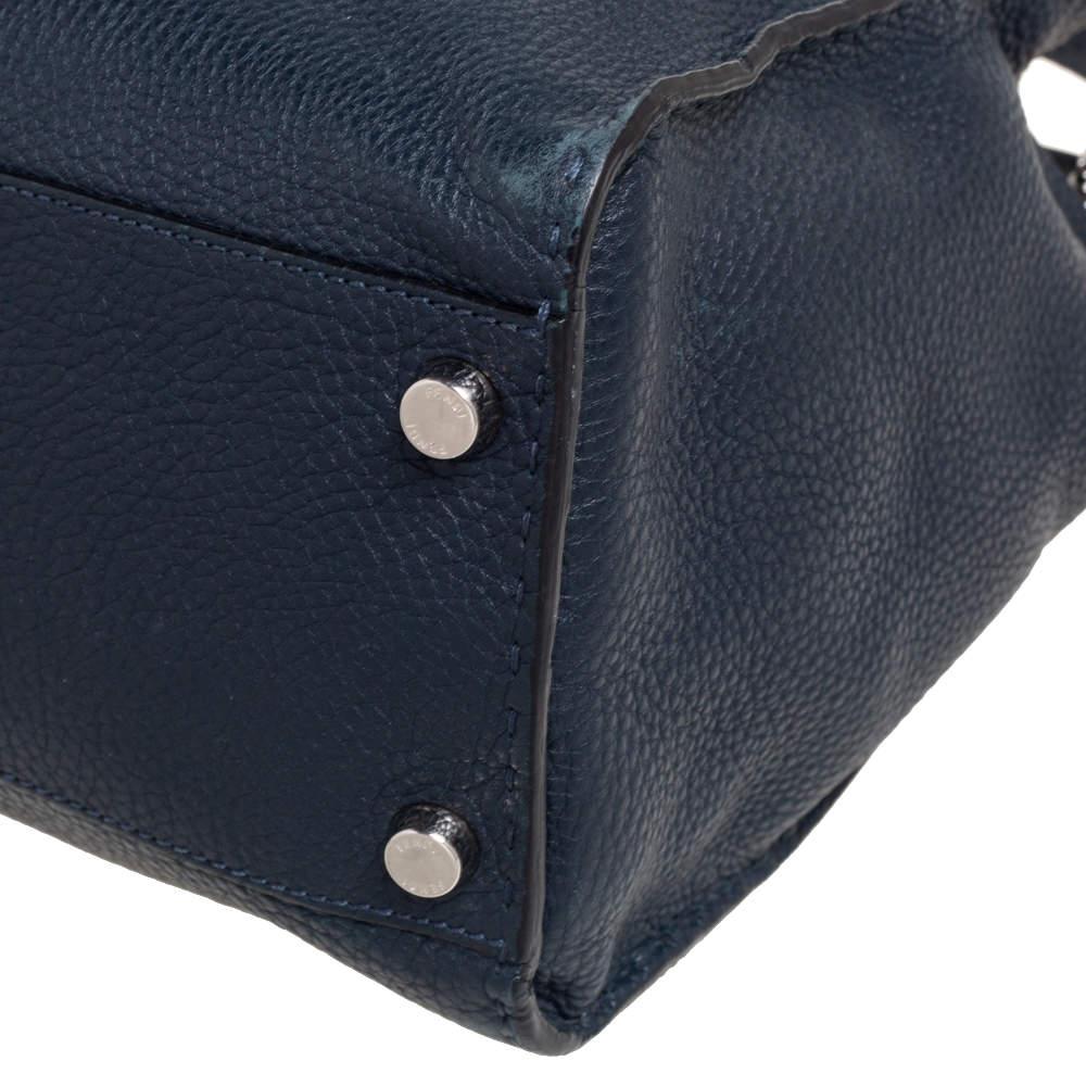 Fendi Navy Blue Leather Selleria Peekaboo Top Handle Bag 1