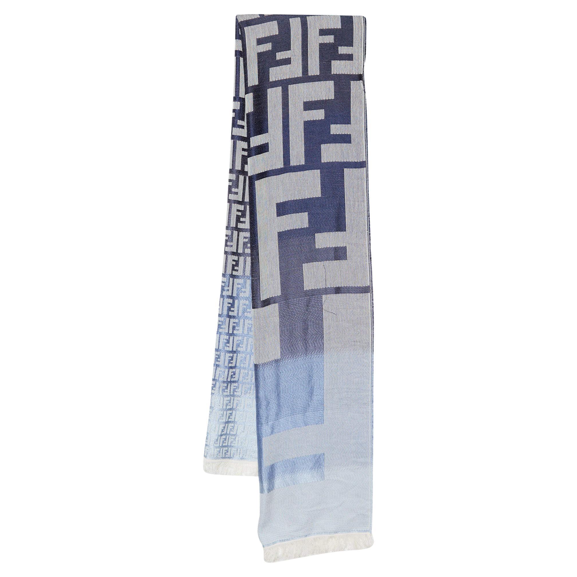 Fendi Marineblaue Logo-Jacquard-Stola