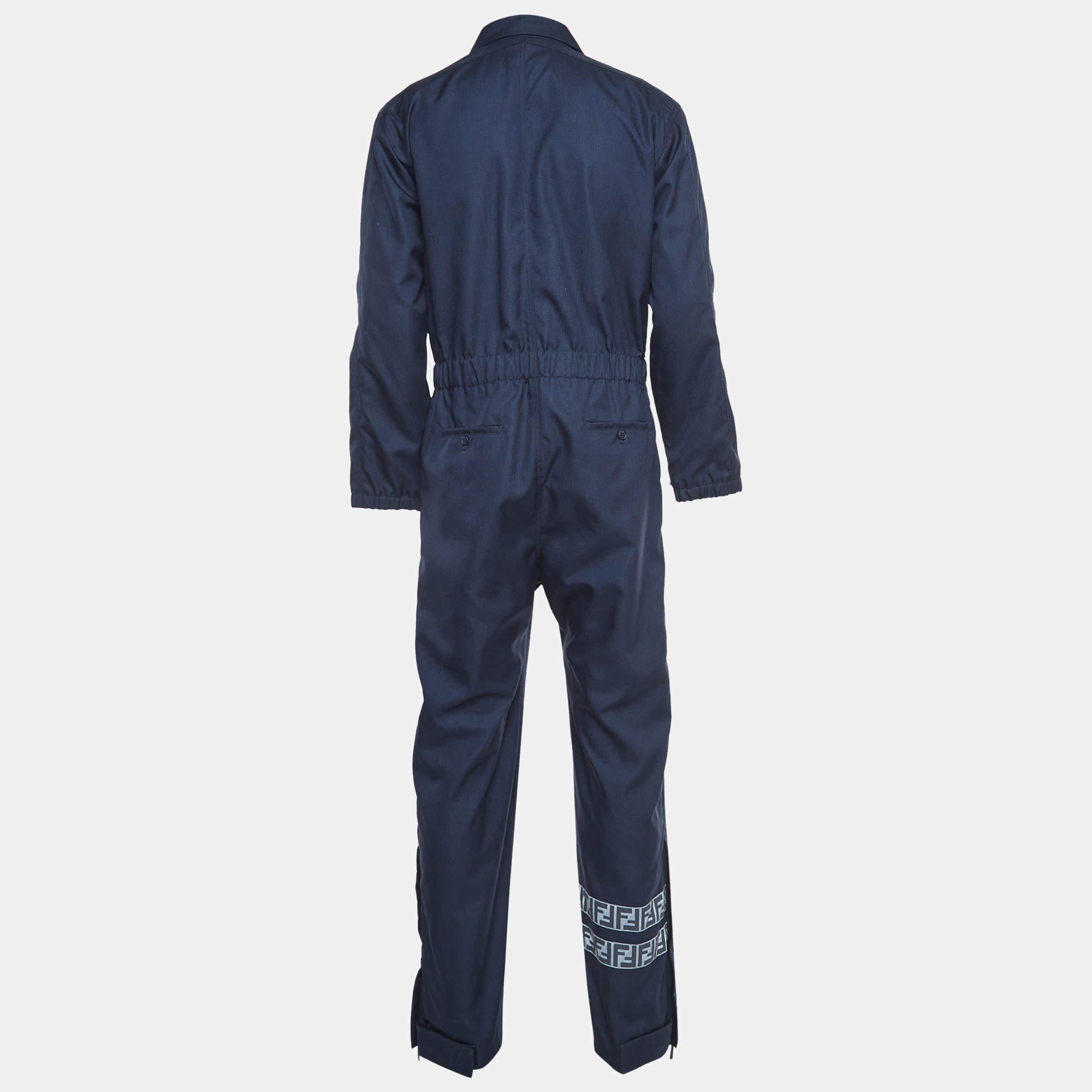 The Fendi jumpsuit is a sleek, contemporary one-piece garment crafted from high-quality nylon. Featuring a tailored fit, multiple utility pockets, and the iconic Fendi logo, it combines functionality with elevated style for a fashion-forward