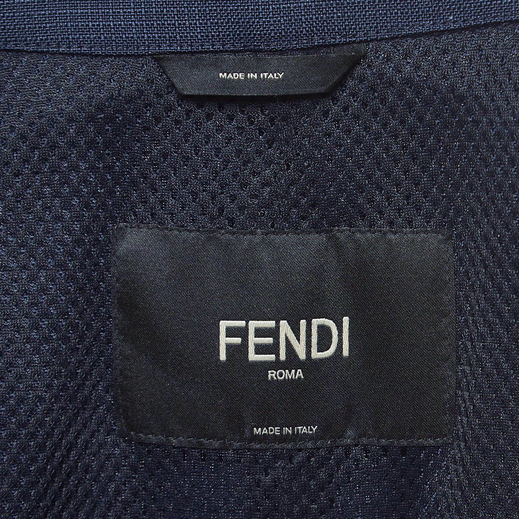 Fendi Navy Blue Nylon Utility Jumpsuit M For Sale 2