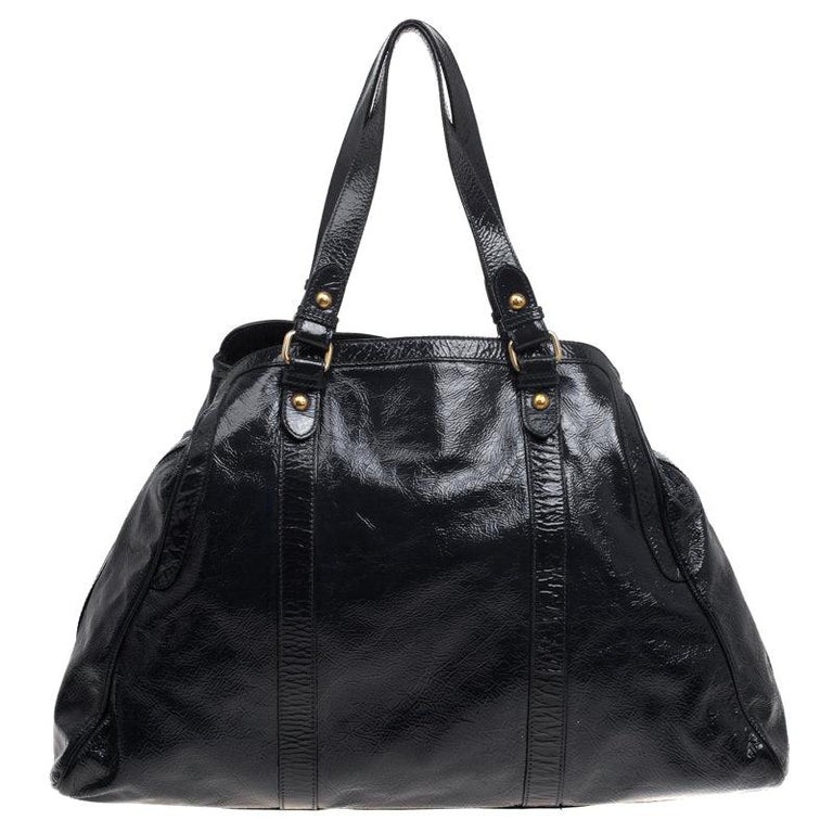Fendi Navy Blue Patent Leather Oversized De Jour Tote For Sale at 1stDibs