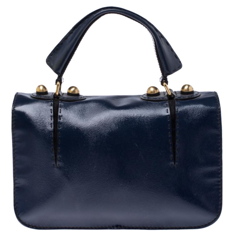 navy blue patent leather handbag sale