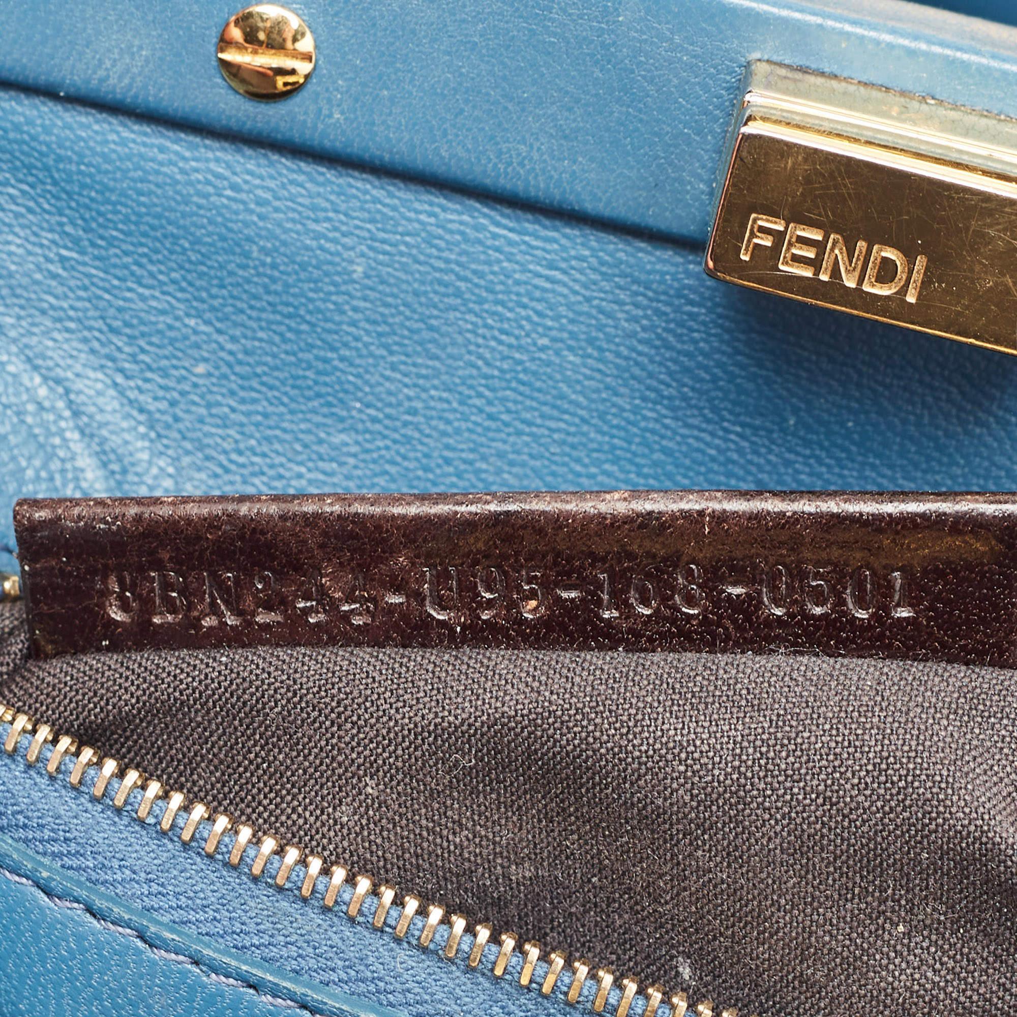 Fendi Navy Blue Python Mini Peekaboo Top Handle Bag 6