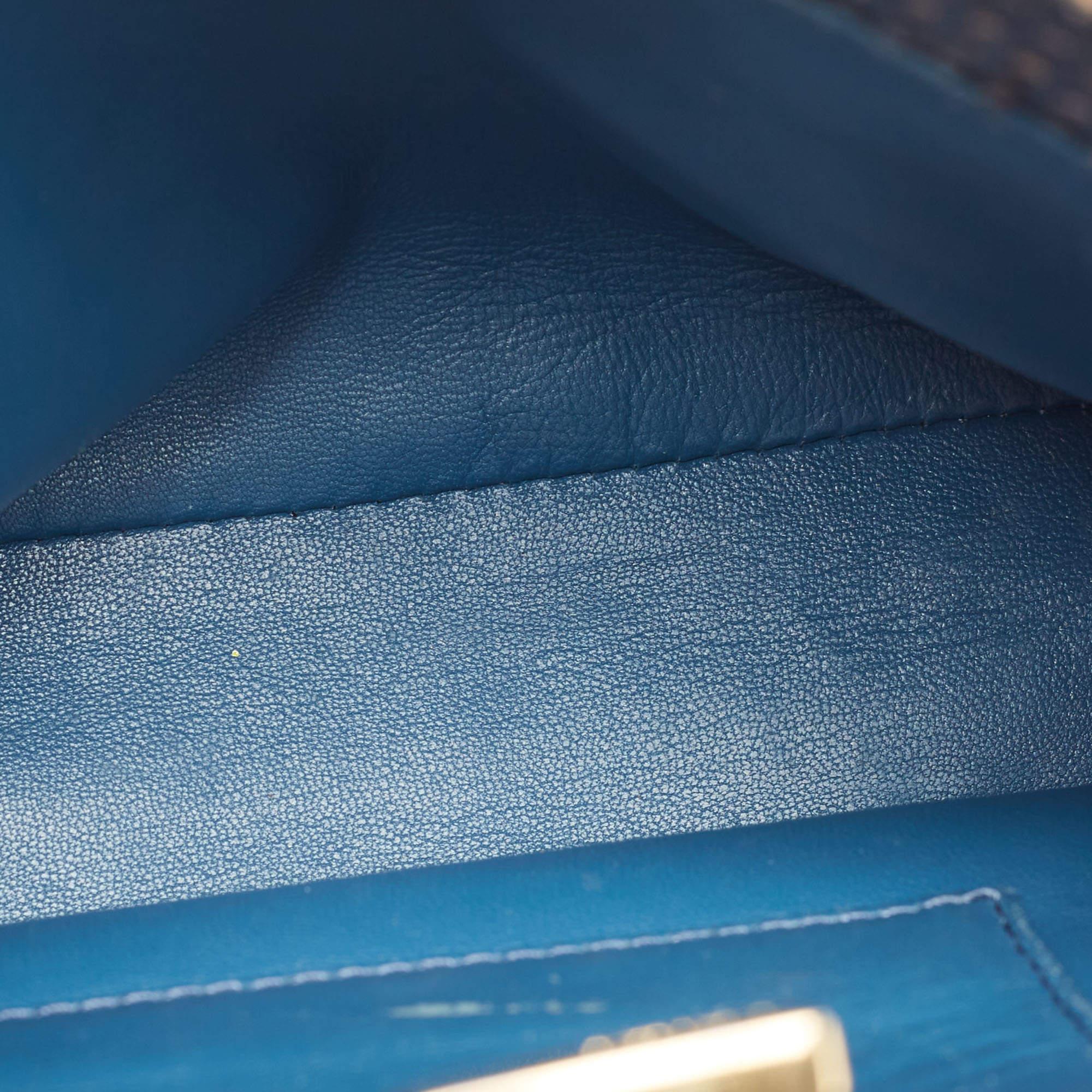 Fendi Navy Blue Python Mini Peekaboo Top Handle Bag 4