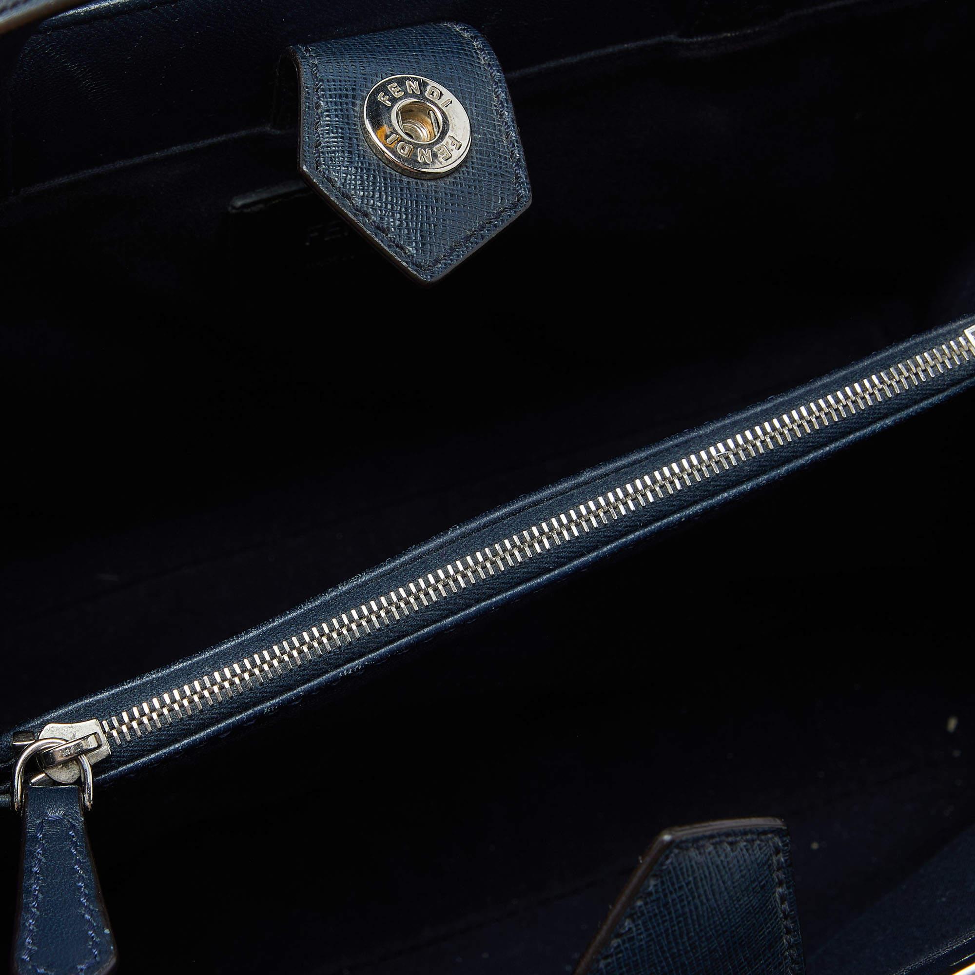 Fendi Navy Blue/Red Leather Petite Sac 2jours Tote 6