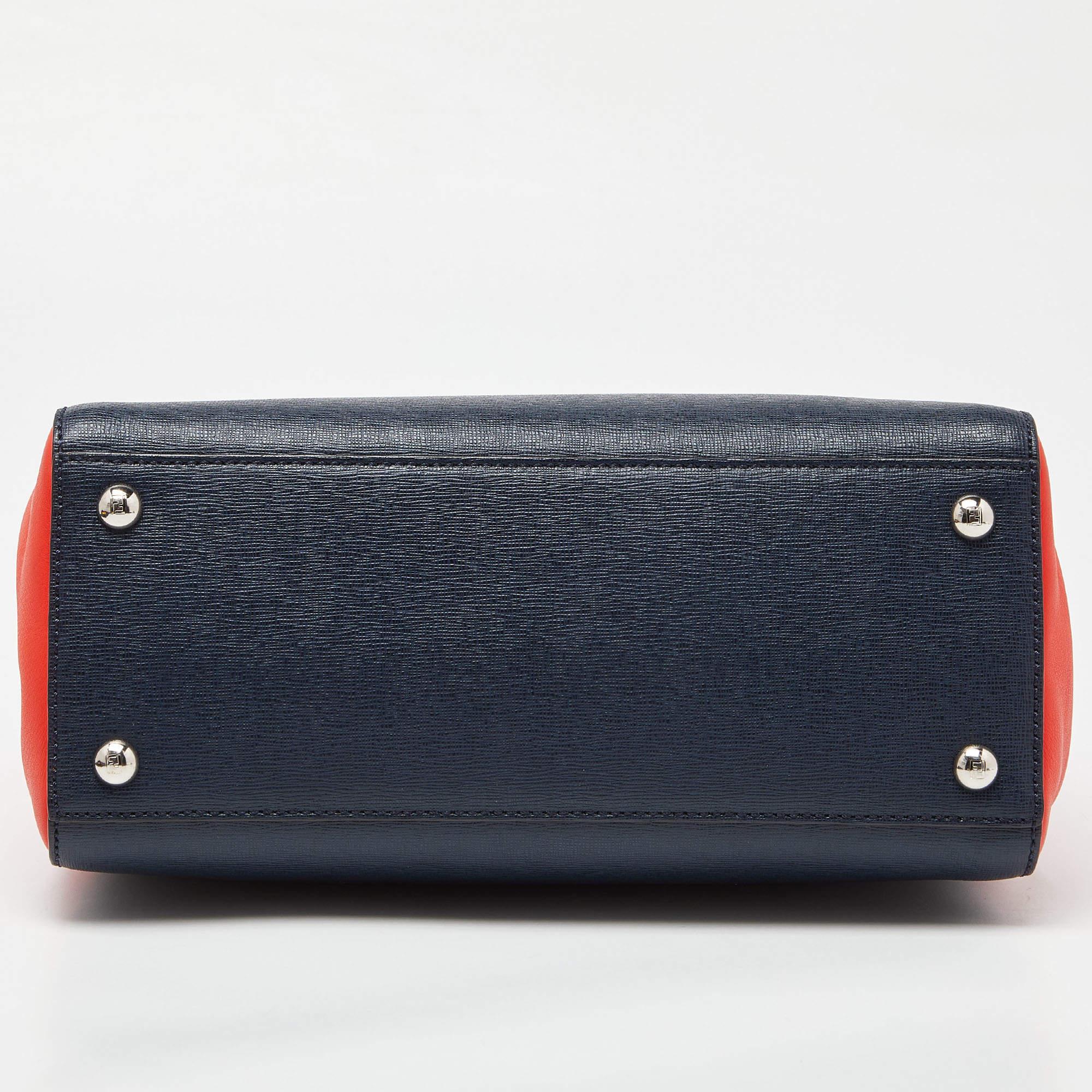 Fendi Navy Blue/Red Leather Petite Sac 2jours Tote 7