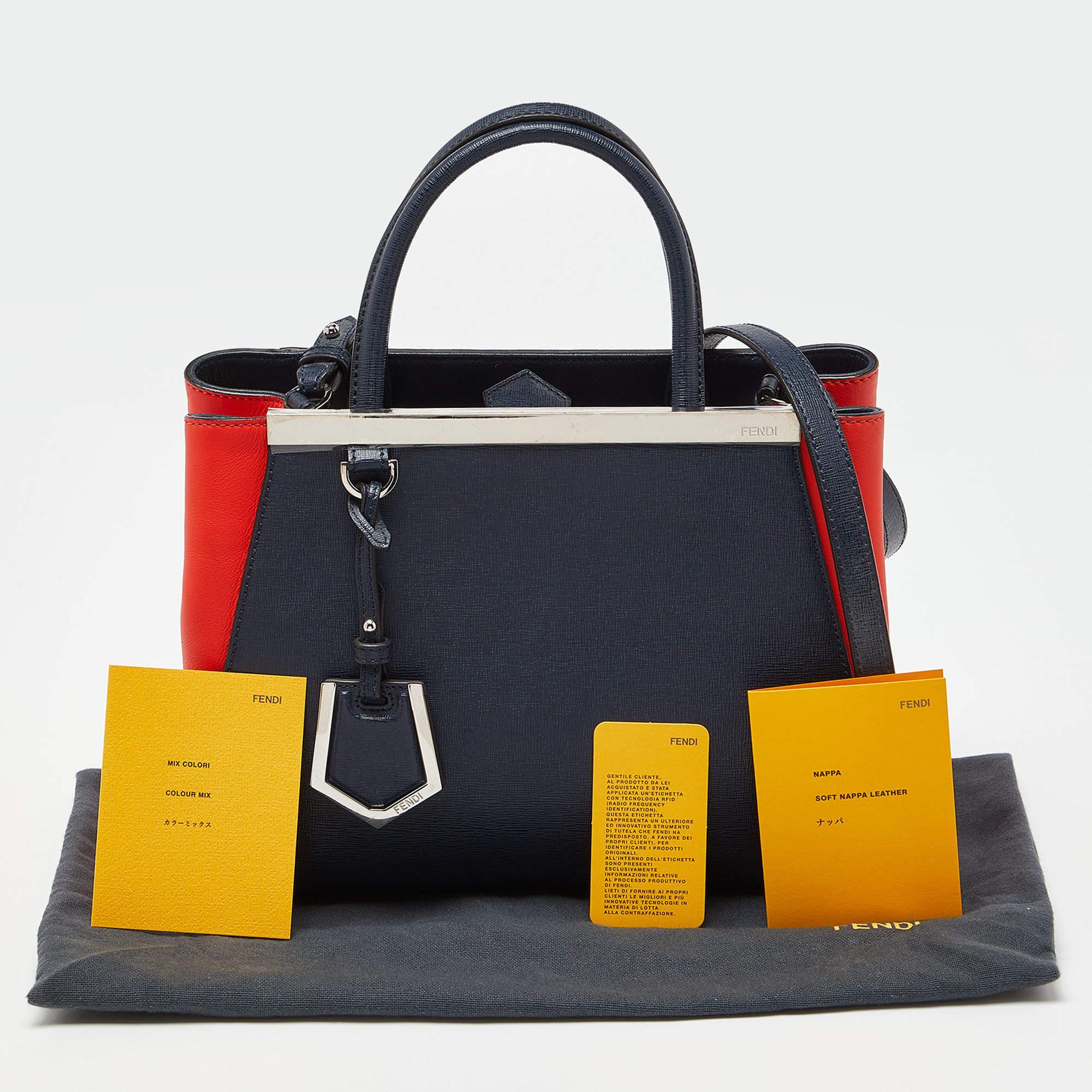Fendi Navy Blue/Red Leather Petite Sac 2jours Tote 8