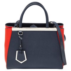 Fendi Navy Blue/Red Leather Petite Sac 2jours Tote