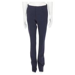 FENDI navy blue seersucker cotton blend trousers pants IT44 XS