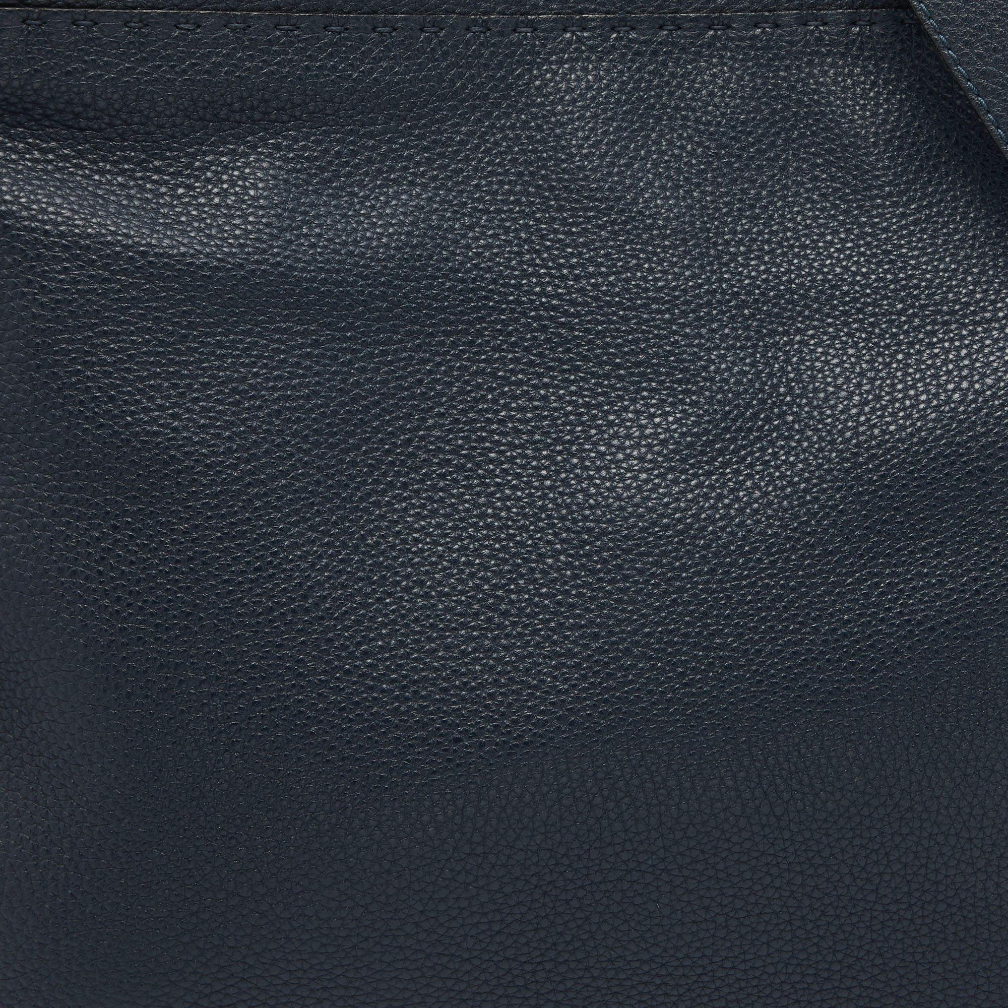 Fendi Navy Blue Selleria Leather Peekaboo Monster Eyes Business Bag 7