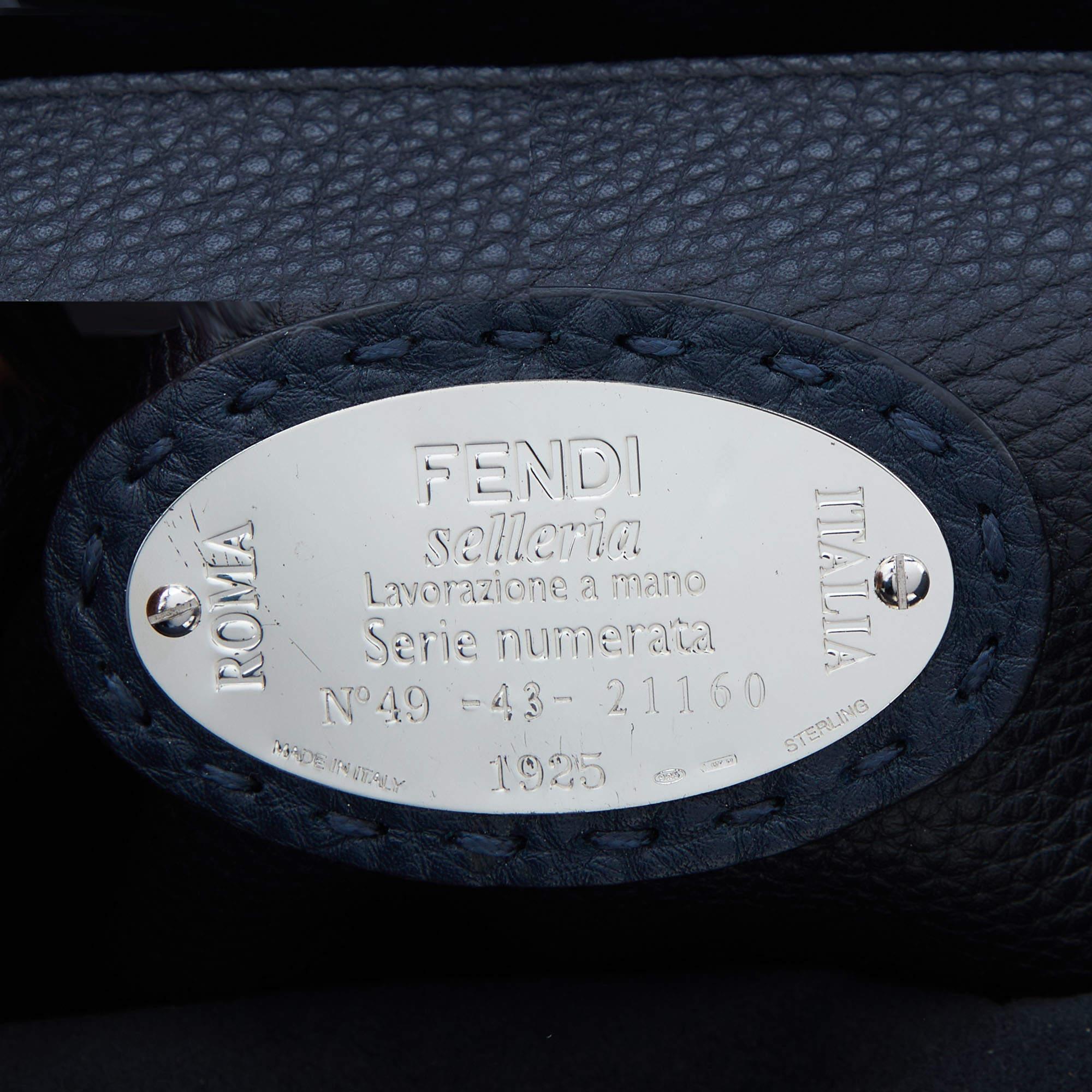 Fendi Navy Blue Selleria Leather Peekaboo Monster Eyes Business Bag 3
