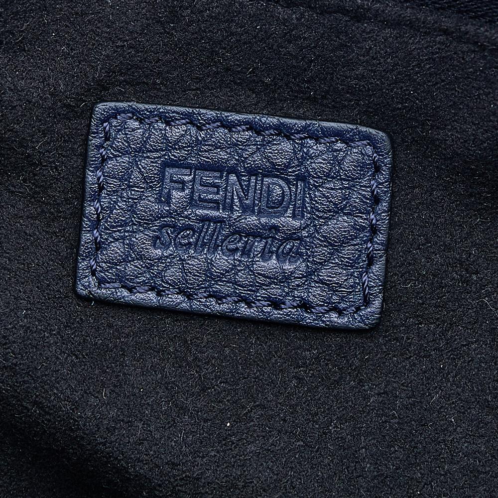 Fendi Navy Blue/White Roman Leather Bag Bugs Eyes Clutch 5