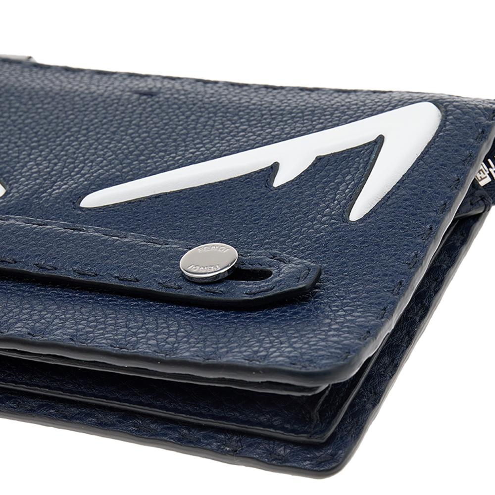 Fendi Navy Blue/White Roman Leather Bag Bugs Eyes Clutch 6