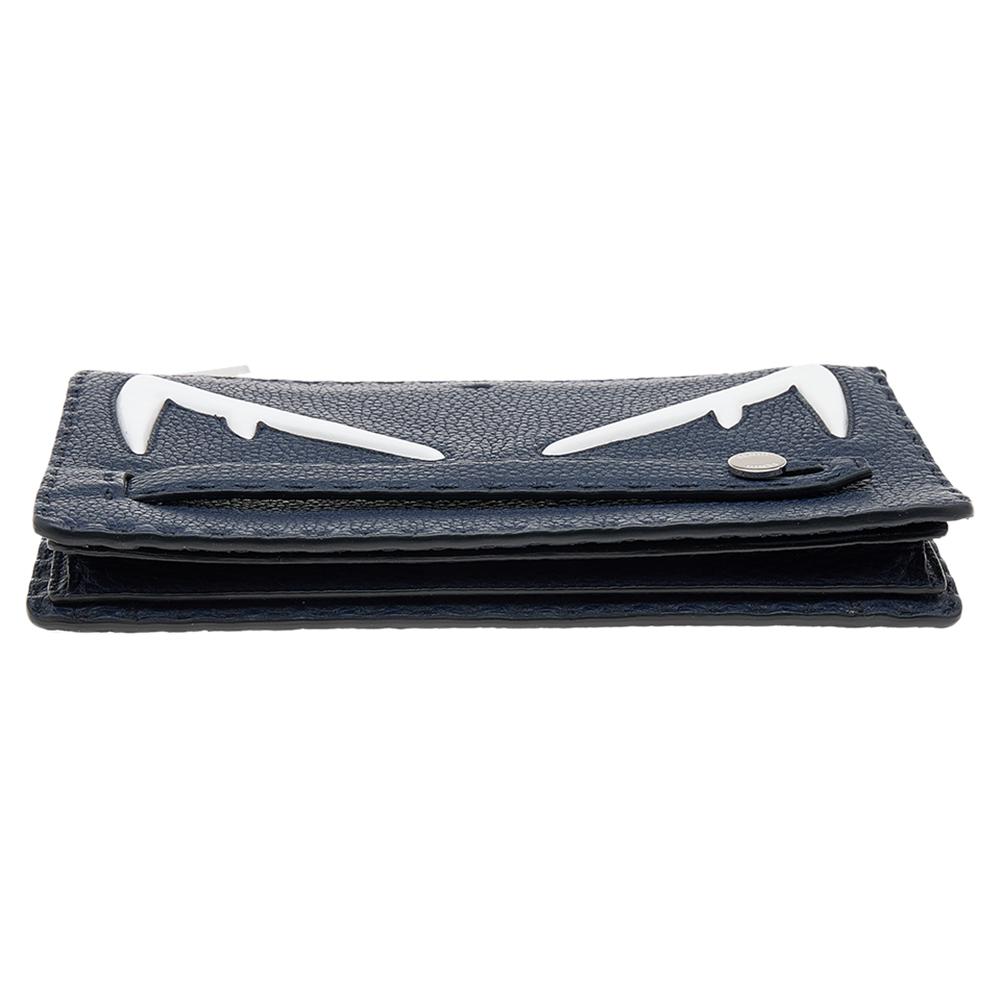 Women's Fendi Navy Blue/White Roman Leather Bag Bugs Eyes Clutch