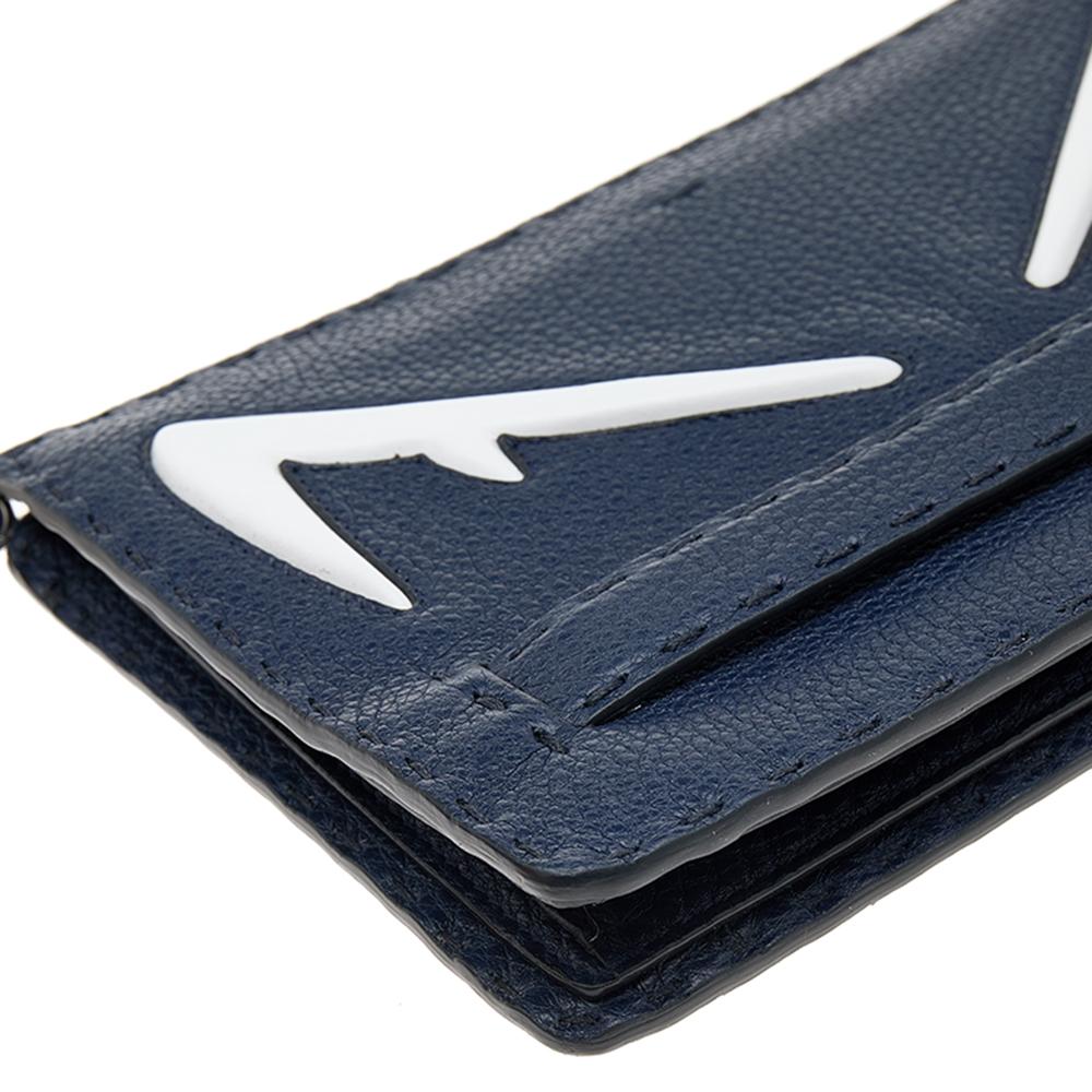 Fendi Navy Blue/White Roman Leather Bag Bugs Eyes Clutch 2
