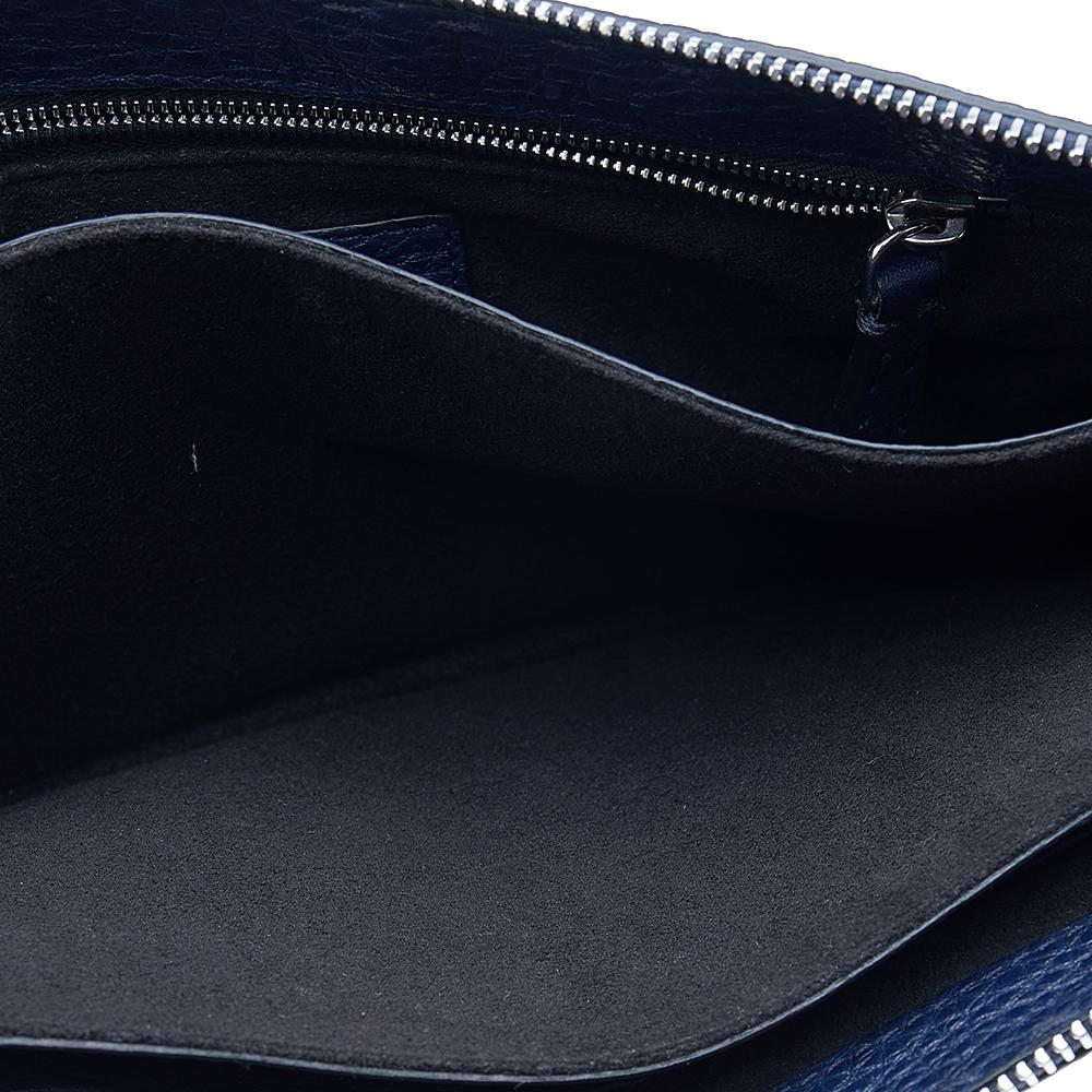 Fendi Navy Blue/White Roman Leather Bag Bugs Eyes Clutch 3