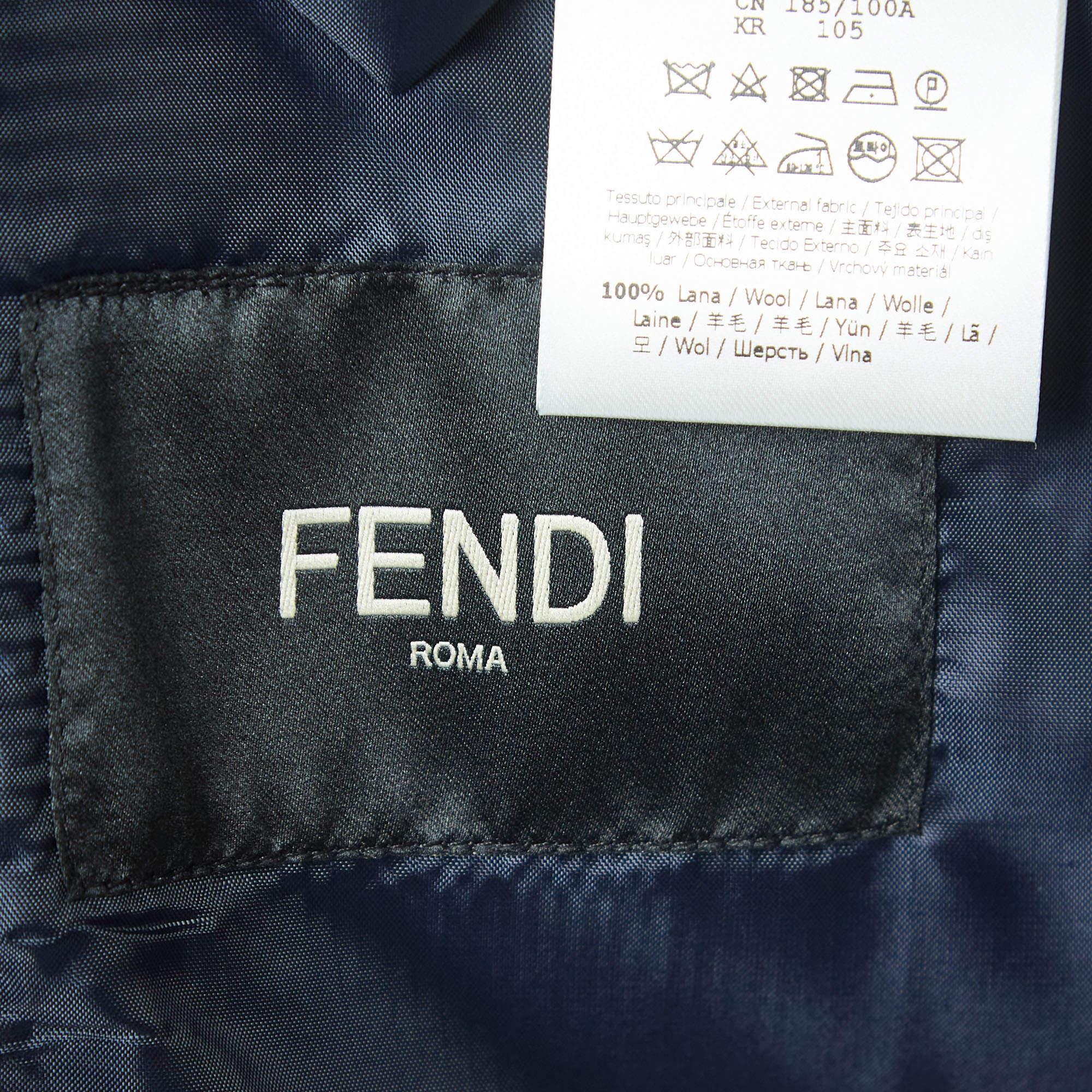 Men's Fendi Navy Blue Wool Single Breasted Suit L