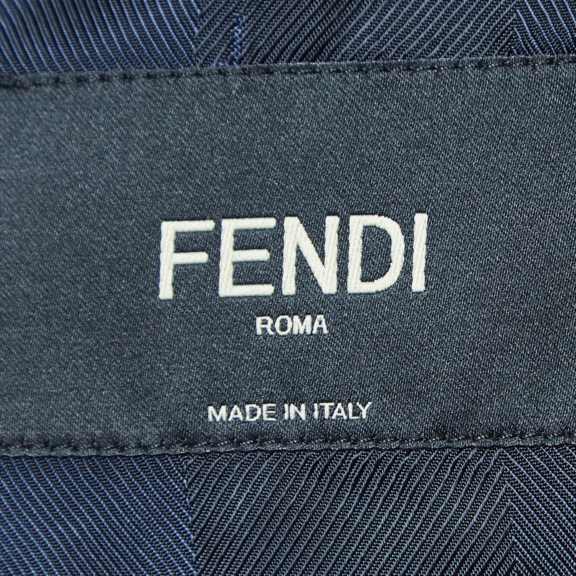 Men's Fendi Navy Blue Wool Single Breasted Suit L For Sale