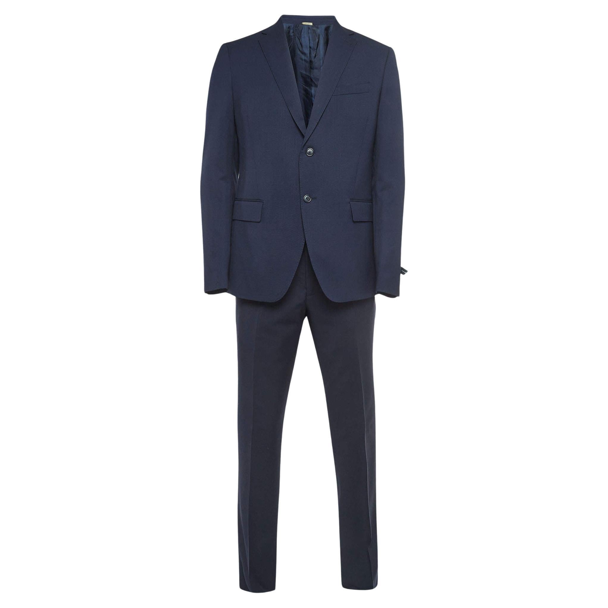 Fendi Navy Blue Wool Single Breasted Suit L For Sale