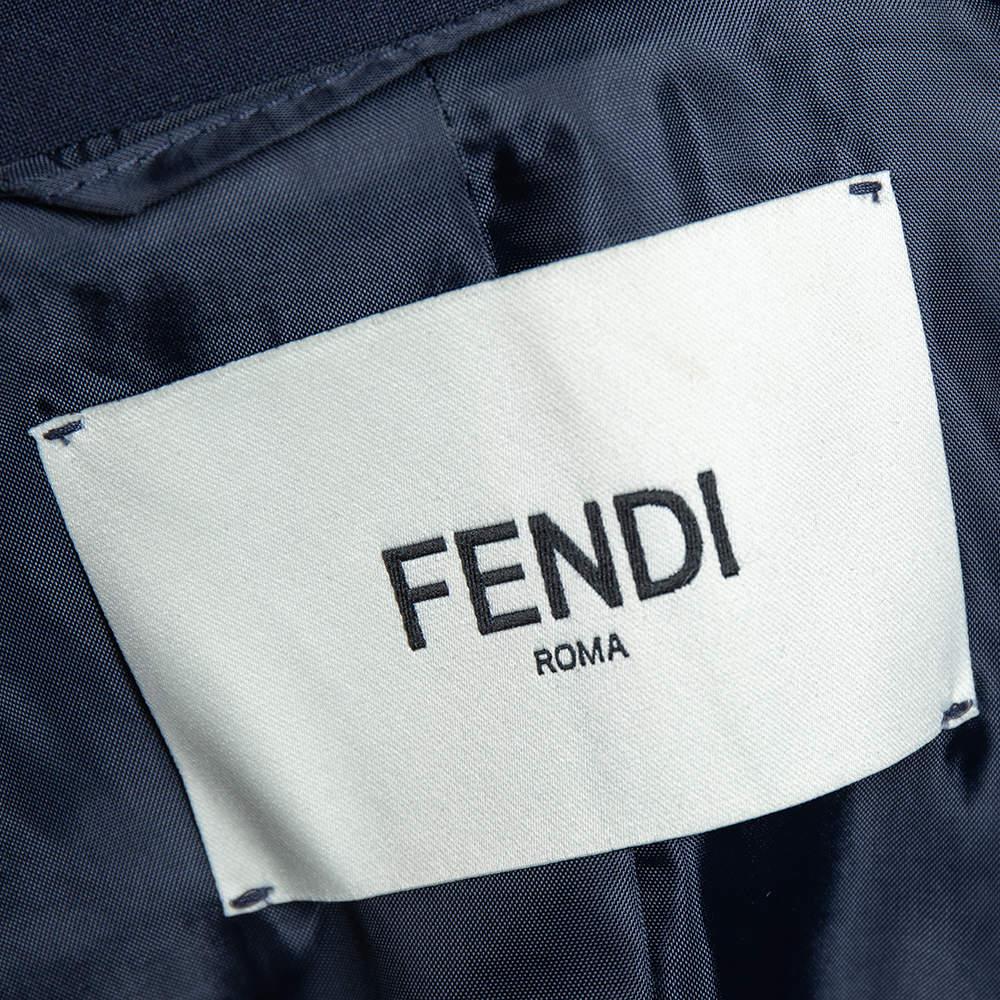 Women's Fendi Navy Blue Wool Striped Cuff Detail Tailored Blazer M For Sale