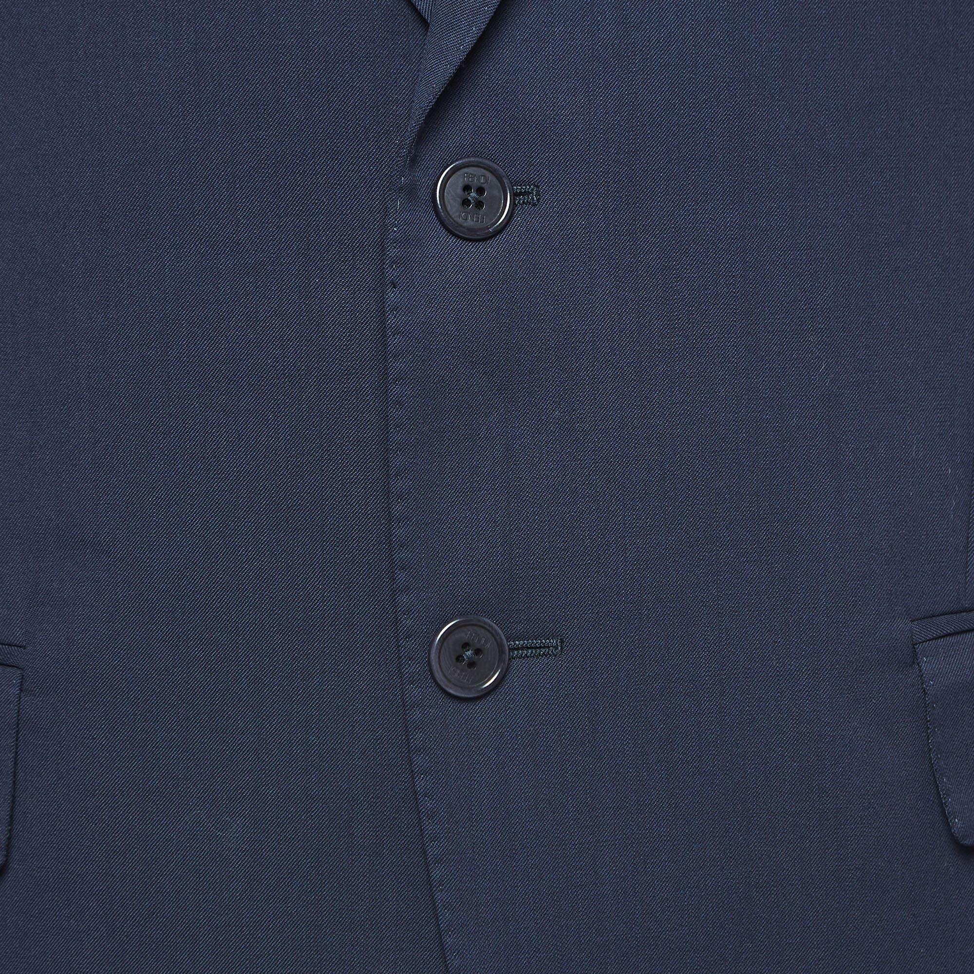 Men's Fendi Navy Blue Wool Suit L For Sale