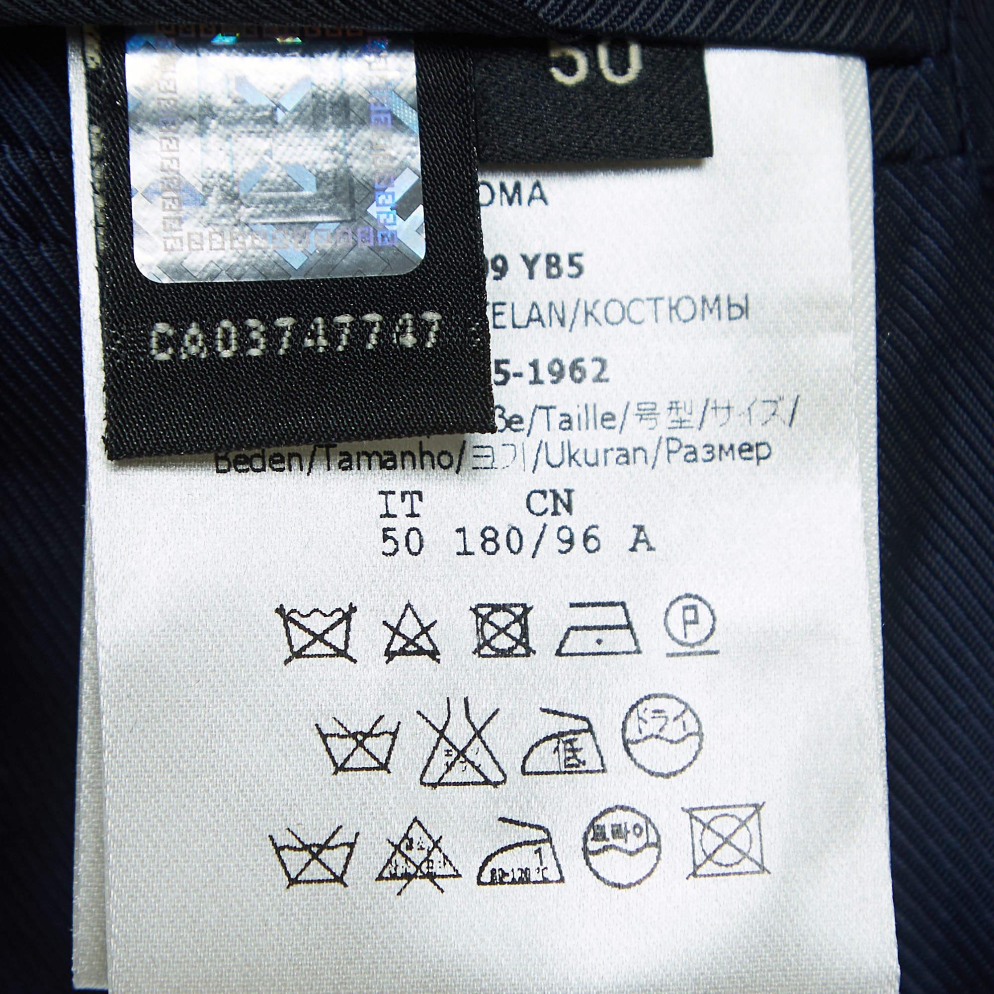 Fendi Navy Blue Wool Suit L For Sale 2