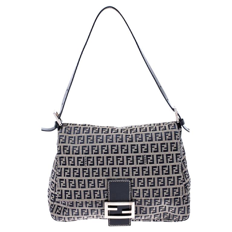 Fendi Navy Blue Zucchino Canvas Mama Forever Shoulder Bag For Sale at ...