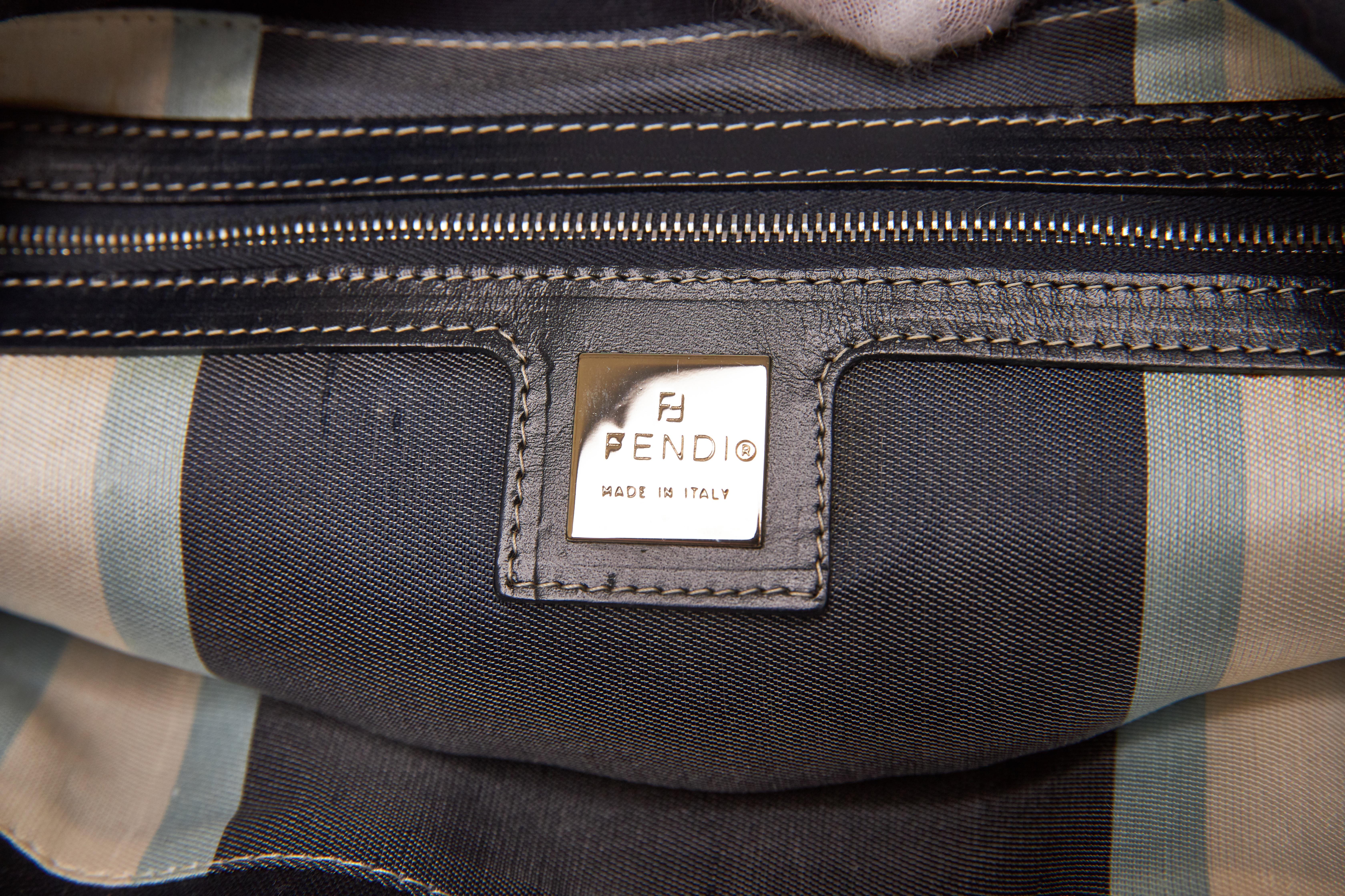 Fendi Baguette-Tasche aus Baumwolle in Marineblau im Angebot 1