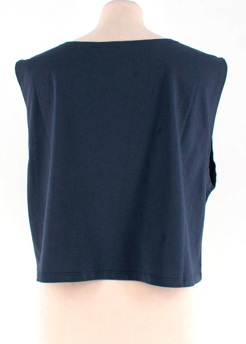 Fendi Navy Cotton Sleeveless Crop Top - Size US 4 In New Condition For Sale In London, GB