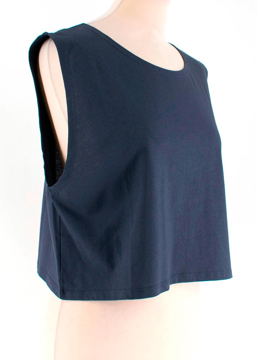 Women's Fendi Navy Cotton Sleeveless Crop Top - Size US 4 For Sale