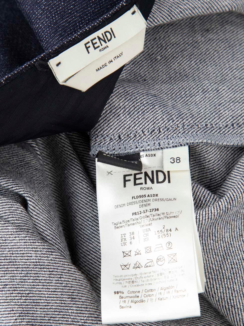 Women's Fendi Navy Denim Faux Pearl Embellished Dress Size XS