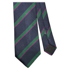 Corbata de seda a rayas diagonales verde marino FENDI