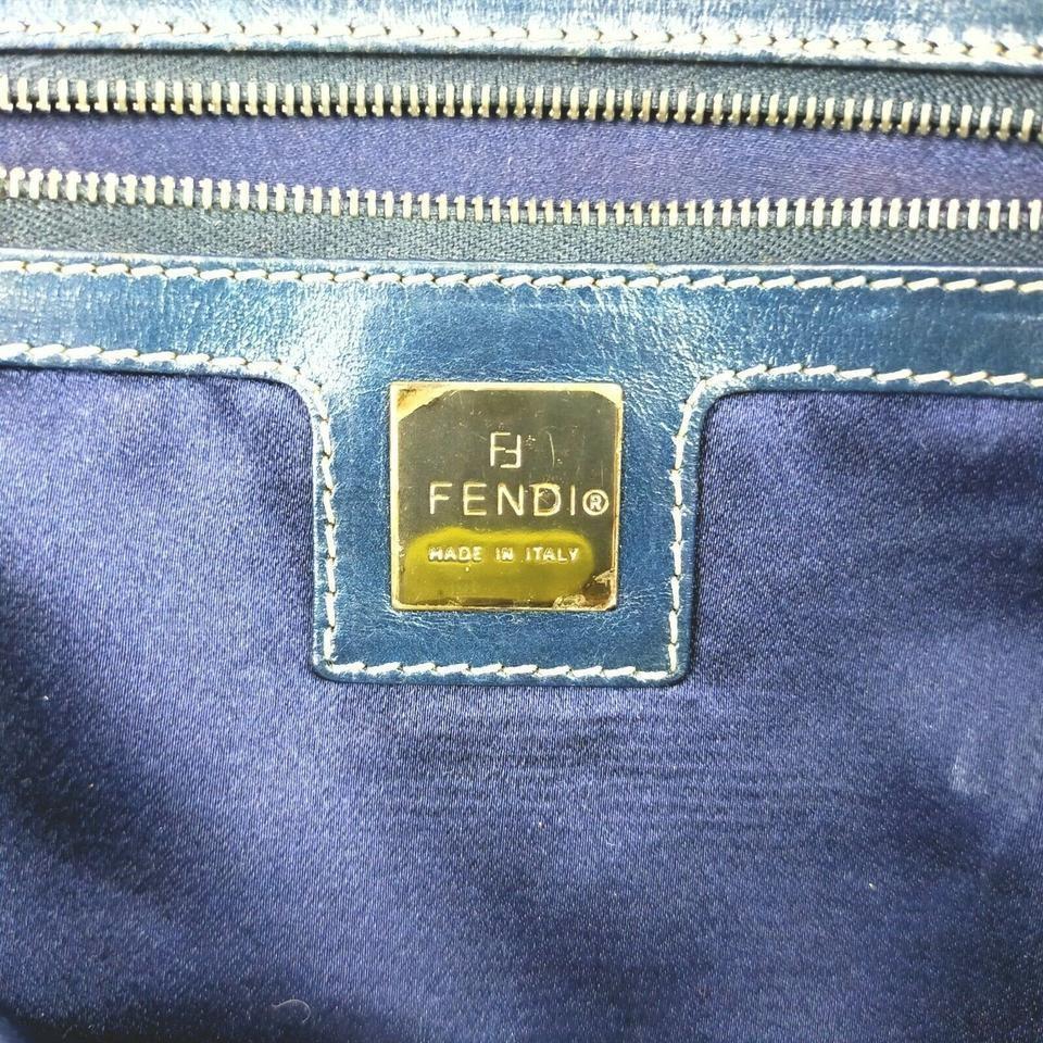 Fendi Navy Monogram FF Zucca Mamma Baguette Shoulder Flap  Bag 916ff88 4