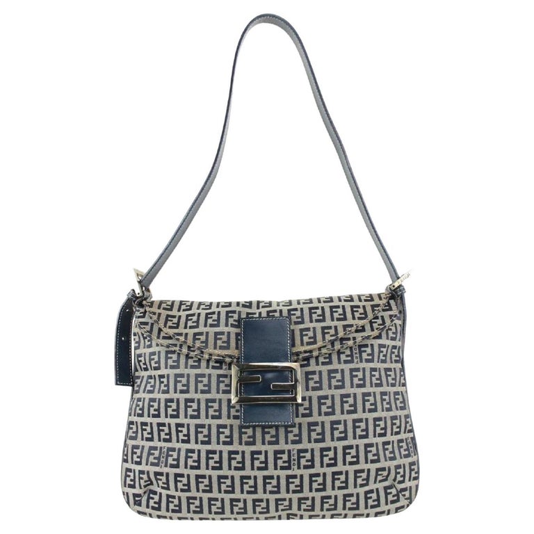 Fendi by Marc Jacobs Baguette White and Black Canvas Bag with FF Embroidery  in Canvas with Palladium-tone - US