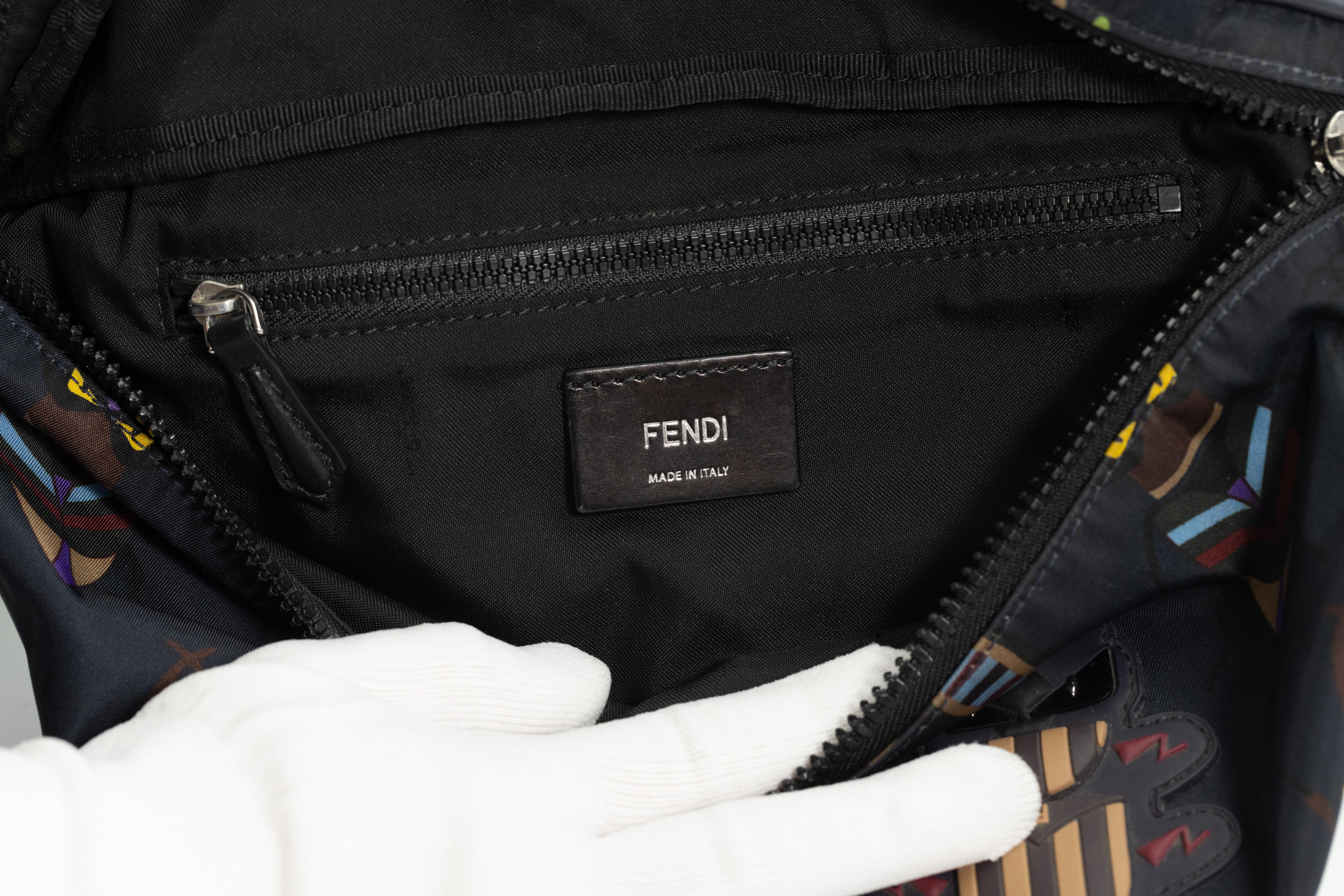 Women's or Men's Fendi Navy Nylon Bugs Motif Belt Bag For Sale