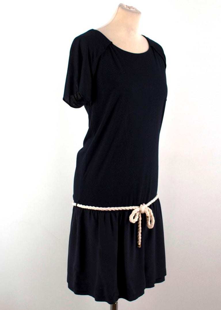 Fendi Navy Rope Tiewaist Silk Dress Size US 4 For Sale at 1stDibs