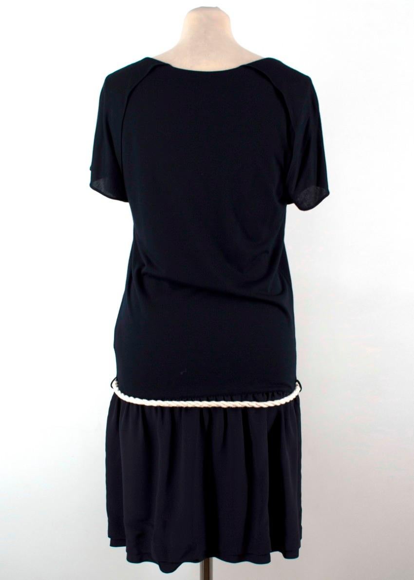 Black Fendi Navy Rope Tie-waist Silk Dress - Size US 4 For Sale