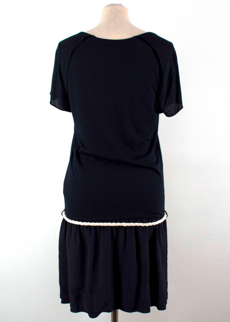 Fendi Navy Rope Tiewaist Silk Dress Size US 4 For Sale at 1stDibs