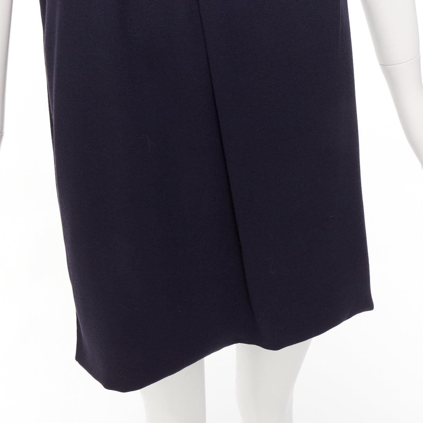 Fendi, miniabito in lana, viscosa, blu, collo a pieghe asimmetrico, foderato in seta IT38 XS in vendita 2