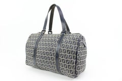 Fendi Navy x Grey Monogram FF Boston Bag 21f34s